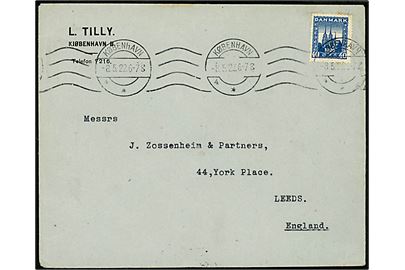 40 øre Genforening single på brev fra København d. 8.5.1922 til Leeds, England.