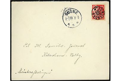 15 øre Karavel på brev annulleret med stjernestempel LUNDEBORG og sidestemplet Gudme d. 3.7.1935 til København.