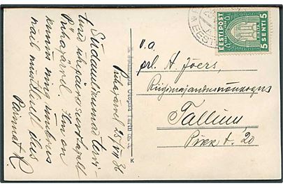 5 s. St. Birgitte kloster på brevkort dateret Puhajärvi annulleret med svagt stempel d. 25.7.1936 til Tallinn.