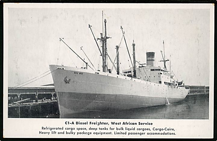 Del Rio, M/S, Delta Line, Mississippi Shipping Co., New Orleans. Har været opklæbet.