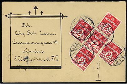 2 øre Bølgelinie (5) på brev fra Randers JB.P.E. d. 12.10.1914 til København.