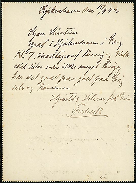 8 øre Helsags-korrespondancekort annulleret med tidligt brotype Ia stempel i Roskilde d. 15.9.1892 via København til Nexø på Bornholm. Nusset.