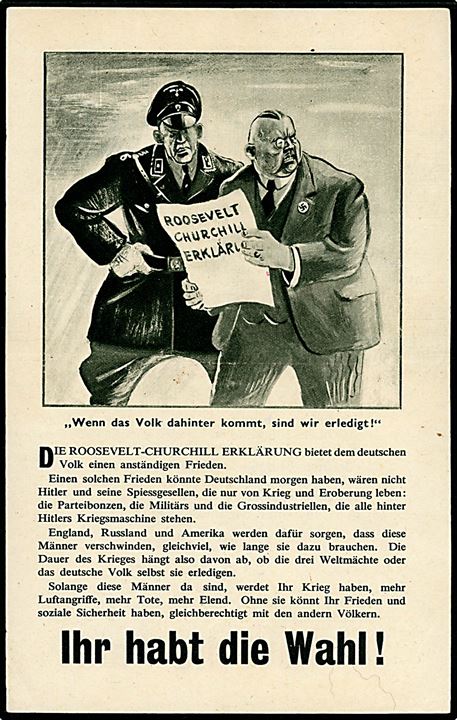 Britisk propaganda flyveblad: Ihr habt die Wahl!. Nedkastet af Royal Air Force over Tyskland. No. 525.