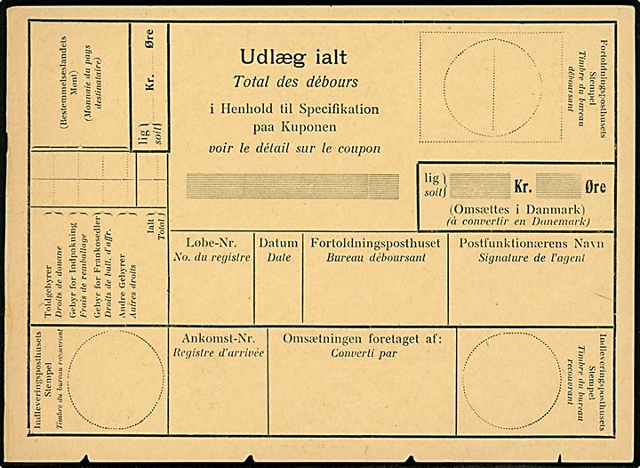 Frankoseddel - M. Form. nr. 13 b (1/4 10) - ubrugt. 