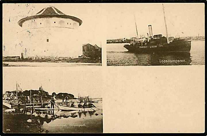 Frederikshavn med Lodsdamperen, Krudttårnet og Strandparti. Knudstrup no. 294. 
