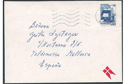 3,80 kr. Europa udg. på brev fra Virum ca. 1986 til Vallemossa, Mallorca, Spanien.