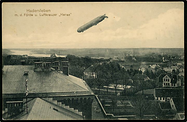Zeppelin luftskibet Hansa over Haderslev 1912. H. Th. Matzen u/no.
