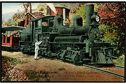 USA, California, Mount Tamalpais Railway mountain climbing locomotive. 