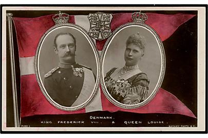 Kong Fr. VIII og dronning Louise. Engelsk fremstillet kort Rotary Photo no. 71221