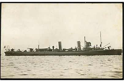 Havørnen, torpedobåd. Fotokort u/no. Dateret ombord på Havørnen d. 30.8.1912 og sendt fra København til Helsingør.