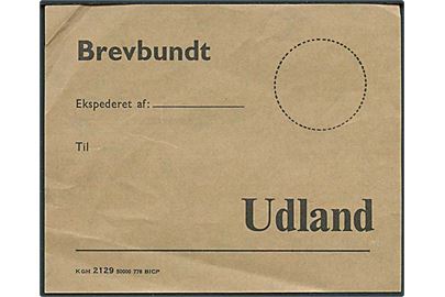 Brevbundt seddel Udland - formular KGH 2129 50000 778 BICP. 