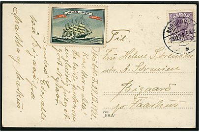 15 øre Chr. X og Julemærke 1922 på brevkort (Ejendom i Oksbøl) annulleret brotype IIb Nordborg d. 23.12.1922 til Faarhus.