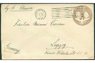 5 cents helsagskuvert fra Washington DC d. 25.5.1894 til Leipzig, Tyskland. Påskrevet: by St. Etruria.