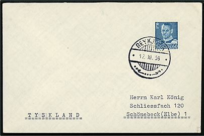60 øre Fr. IX single på brev annulleret med islandsk stempel Reykjavik d. 12.11.1959 til Schönebeck, Tyskland.