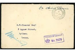 Ufrankeret OAS feltpostbrev med indhold fra R.A.S.C. No. 1 Field Bakery, Iceland Force stemplet Field Post Office 306 (= Reykjavik, Island) d. 13.3.1941 til Lytham, England. Unit censor: Passed by censor No. 2479.