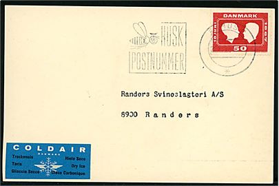 50 øre Margrethe og Henrik bryllup udg. på brevkort fra Århus C. d. 23.11.1967 til Randers.