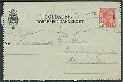 10 øre Soldater-Korrespondancekort fra Middelgrundfortet stemplet Kjøbenhavn d. 6.2.1917 til Holstebro.