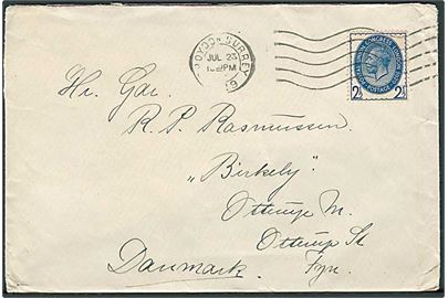 2½d George V Postal Union Congress på brev fra Croydon d. 23.7.1929 til Otterup, Danmark.