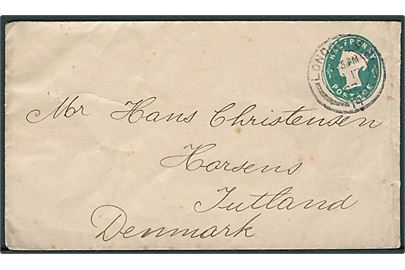 ½d Victoria helsags kuvert sendt som tryksag fra London d. 17.3.1902 til Horsens, Danmark.