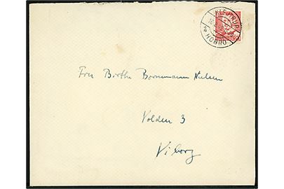 20 øre Fr. IX på brev annulleret med pr.-stempel Klejtrup pr. Hobro d. 16.8.1949 til Viborg.