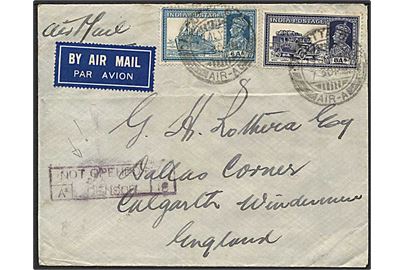 14 anna på luftpostbrev fra Calcutta, Indien, d. 19.7.1940 til England. Engelsk censur.