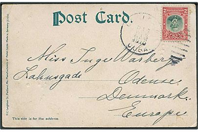 2 c. på brevkort fra Cuba 1910 til Odense, Danmark.