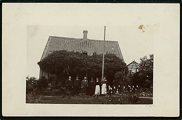 5 øre Chr. IX på brevkort (Landejendom) annulleret med stjernestempel VIEMOSE og sidestemplet bureau Masnedsund - Kallehave T.7 d. 29.11.1906 til Bogø pr. Stubbekjøbing.