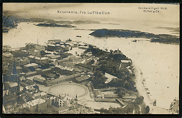 Norge, Kristiania set fra Luftballon. Mittet & Co. u/no.