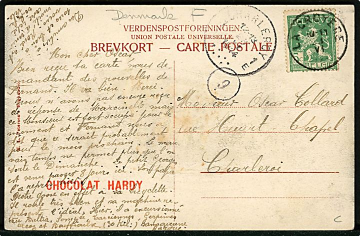 Tørring, Gadeparti. H. L. Petersen u/no. Reklametiltryk: Chocolat Hardy og anvendt lokalt i Belgien. 