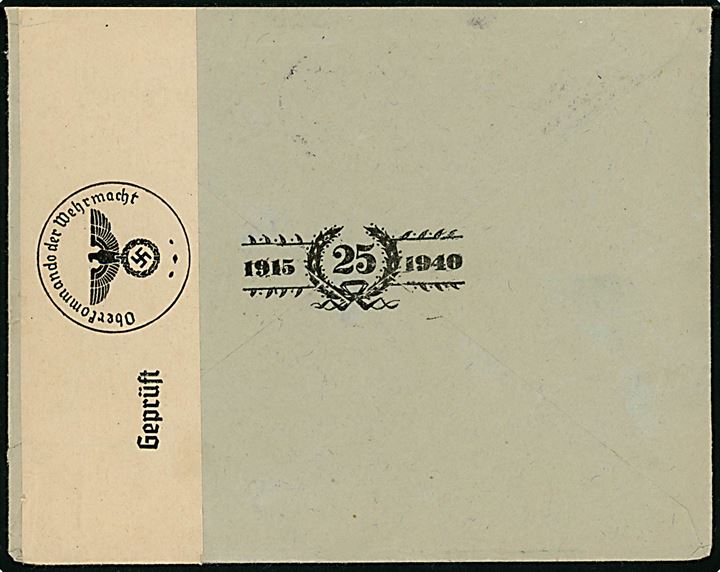 60 c. Republik 20 år single på brev fra Kaunas d. 18.3.1940 til Remscheid, Tyskland. Åbnet af tysk censur.