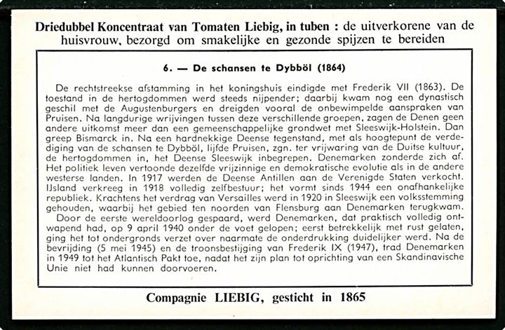 Danmarks Historie. Stormen på Dybbøl skanse 1864. Liebig samlekort.