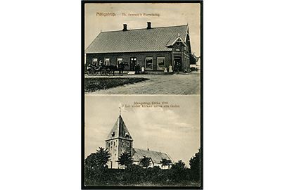 Maugstrup, Th. Iversens forretning og kirke. C.C.Biehl u/no.
