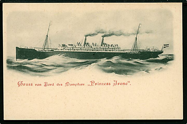 Prinzess Irene, S/S, Norddeutscher Lloyd. Gruss von Bord des Postdampfers.