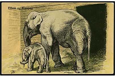 Johannes Resen Steenstrup: Elefanterne Ellen og Kaspar i Københavns Zoo. Stenders u/no.