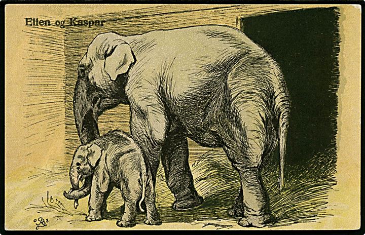 Johannes Resen Steenstrup: Elefanterne Ellen og Kaspar i Københavns Zoo. Stenders u/no.