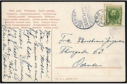 5 øre Fr. VIII på brevkort annulleret med stjernestempel VILDBJERG og sidestemplet bureau Herning - Holstebro T.1190(?) d. 26.9.1907 til Odense. 