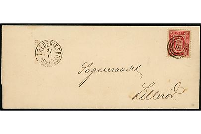 4 sk. Tjenestemærke på brev annulleret med nr.stempel 18 og sidestemplet lapidar Frederiksborg d. 11.1.187x til Sogneraadet i Lillerød.