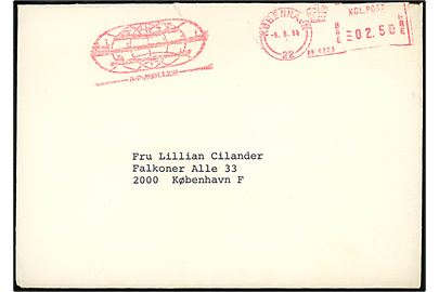2,50 kr. firmafranko på fortrykt kuvert fra Mærsk Mc-Kinney Møller i København d. 9.8.1983 til Lillian Cilander, København. Indeholder kort takkeskrivelse underskrevet af Mærsk Mc-Kinney Møller. 