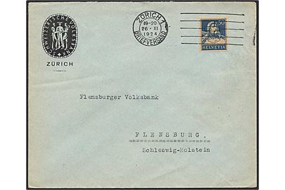 30 cent på brev fra Zürich d. 26.11.1924 til Flensborg.