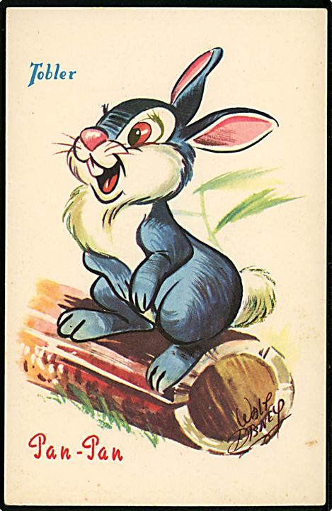 Walt Disney. Kaninen Stampe fra Bambi. Fransk reklame for Tobler chokolade. Georges Lang, Paris u/no.