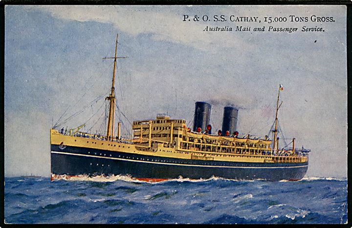 1½d George VI på brevkort (P. & O. Line S/S Cathay) annulleret med egyptisk skibsstempel Paquebot Port Said d. 8.12.1937 til København, Danmark.
