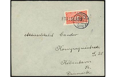 20 aur Landskab på skibsbrev annulleret i København Omk. d. 15.6.1926 og sidestemplet Fra Island til København, Danmark.