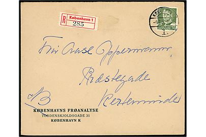 70 øre Fr. IX single på anbefalet brev fra København d. 4.7.1952 til Kerteminde.