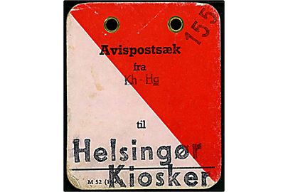 Avispostsæk mærke - M 52 (11-63) - fra bureau Kh - Hg (= København - Helsingør) til Helsingør Kiosker. 