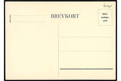 Fortrykt Interneringspost brevkort fra militær interneringen sept.-okt. 1943. Ubrugt.