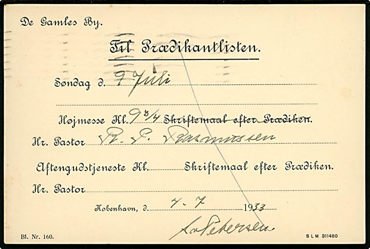2 øre og 5 øre Bølgelinie med perfin (bølger = Københavns Kommune) på lokalt brevkort fra De Gamles By stemplet København d. 4.7.1933.