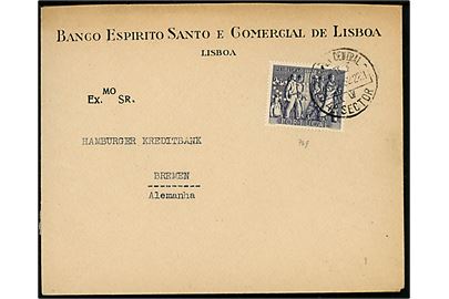 2$30 med perfin B.E.S. på firmakuvert fra Banco Espirito Santo e Comercial i Lissabon d. 24.12.1952 til Bremen, Tyskland.