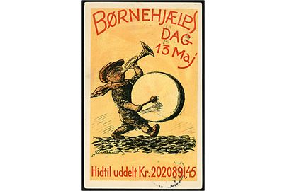 Herluf Jensenius: Børnehjælpsdagen 1924 med Lille Bror. V. Søborg u/no. Frankeret med 5 øre og 10 øre Bølgelinie annulleret København d. 13.5.1924 og sidestemplet B.H.D. Postbod 7 til Aarhus.