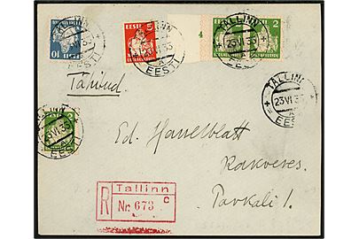 2 s. (2), 5 s. og 10 s. Sangerfestival på anbefalet brev fra Tallinn d. 23.6.1933 til Rakvere. 