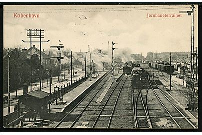 Købh., Jernbaneterræn med godsvogne. Sk. B. & Kf. no. 3024. Kvalitet 9